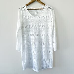 L.L. Bean White Textured Beach Dress/Cover Up Size Medium LIKE NEW